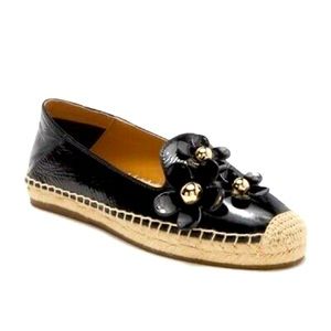 Black Floral Espadrille Flat - Women Shoes